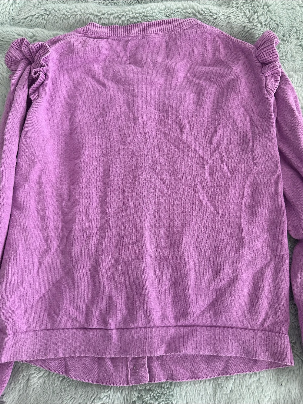 Mini Boden Lavender Ruffle-Shoulder Cardigan - Picture 3 of 3